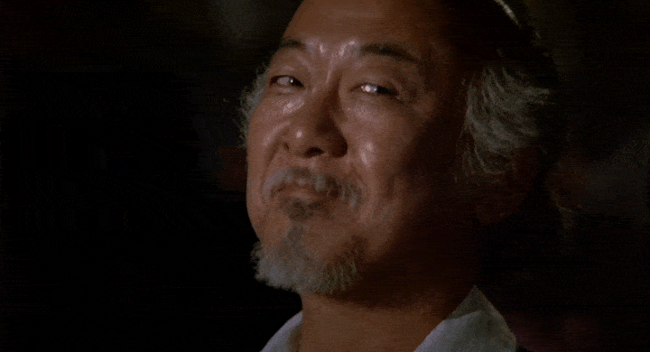Mr Miyagi Head Nod Gif