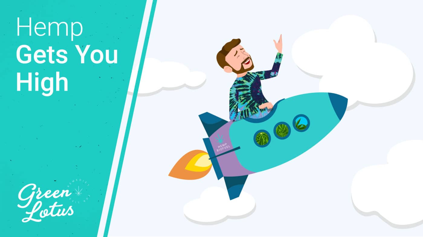 Graphic Man riding Rocket Filled with Hemp