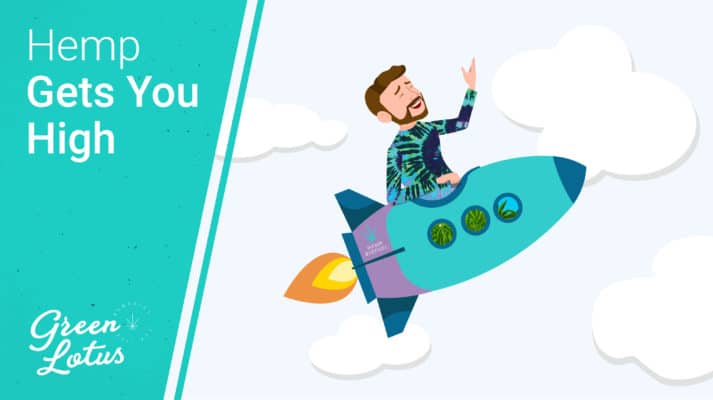 Graphic Man riding Rocket Filled with Hemp